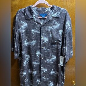 NWT Vtg Puritan Men's Charcoal Fish Pattern Shirt